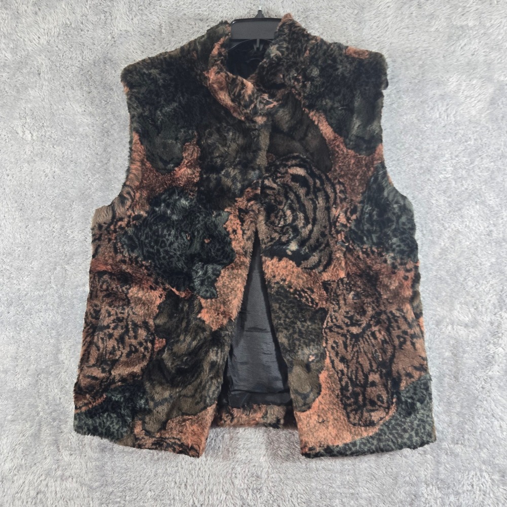 Duffel Outdoor Faux Fur Animal Print Vest Small Big Cat Tiger Leopard Hungary